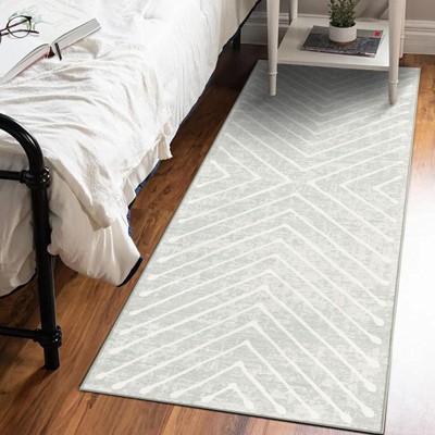 Modern Symmetric Fine Line Printed Area Rug Ultra Thin Low Pile Machine Washable Stain Slip Resistant Non Shedding Pet Friendly Floor Carpet