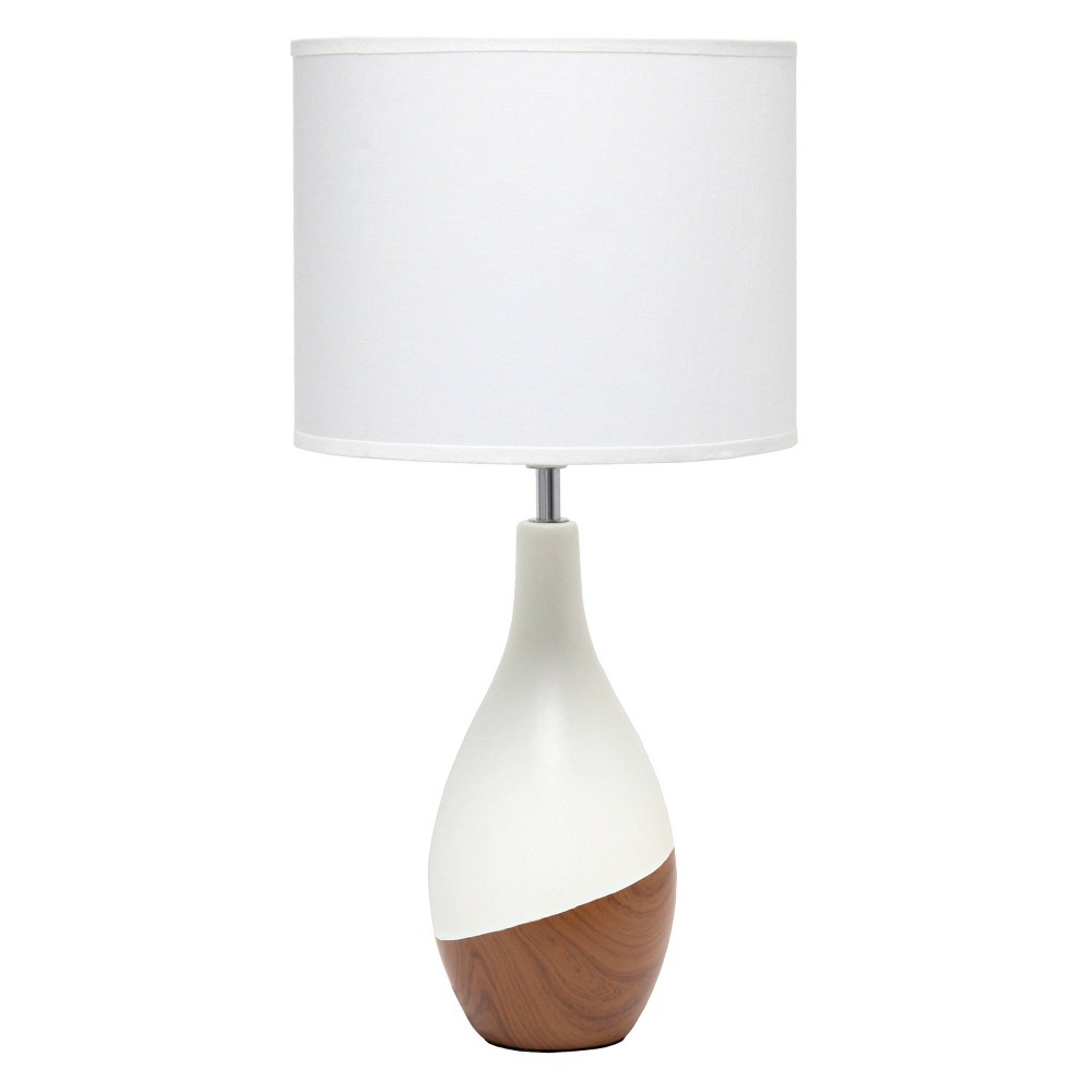 Photos - Floodlight / Street Light Strikers Wood Basic Table Lamp Off-White/Brown - Simple Designs