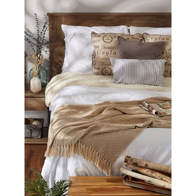 50"x60" Stone Cotton Handloom Chevron Throw Blanket