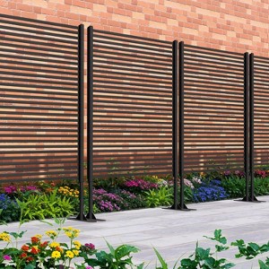 Outdoor Indoor Metal Privacy Screen,47x71"Free Standing Decoative Privacy Panels for Patio Garden Pool,Flower Edging for Yard,Easy Assembly (1 Panel) - 1 of 4