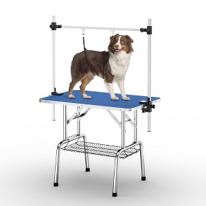 ROOMTEC Adjustable Dog Grooming Table, Foldable Home Pet Grooming Tables with Arm/Noose/Mesh Tray - 1 of 4