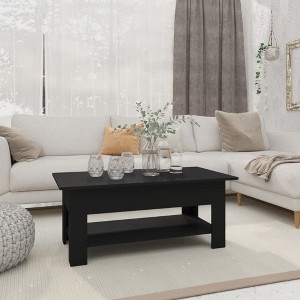 vidaXL Coffee Table Black 40.2 in.x21.7 in.x16.5 in. Engineered Wood - 1 of 4