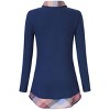 BLUEMING Womens Polo Shirts Color Block Faux Layering Shirts Plaid Shirts Teacher Shirts Everyday Tops - 2 of 4