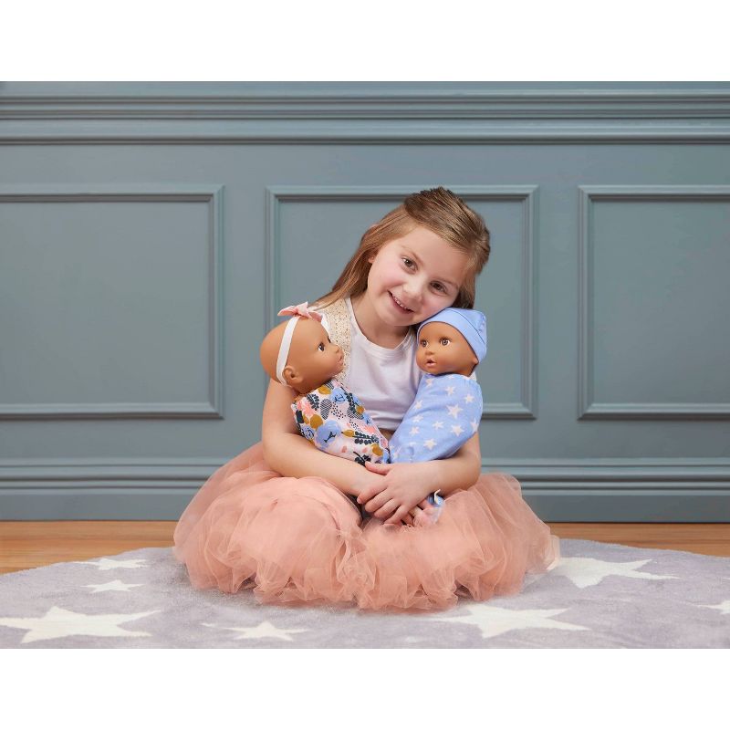 LullaBaby Twin Dolls Set With Floral And Star Sleep Sacks, 3 of 7