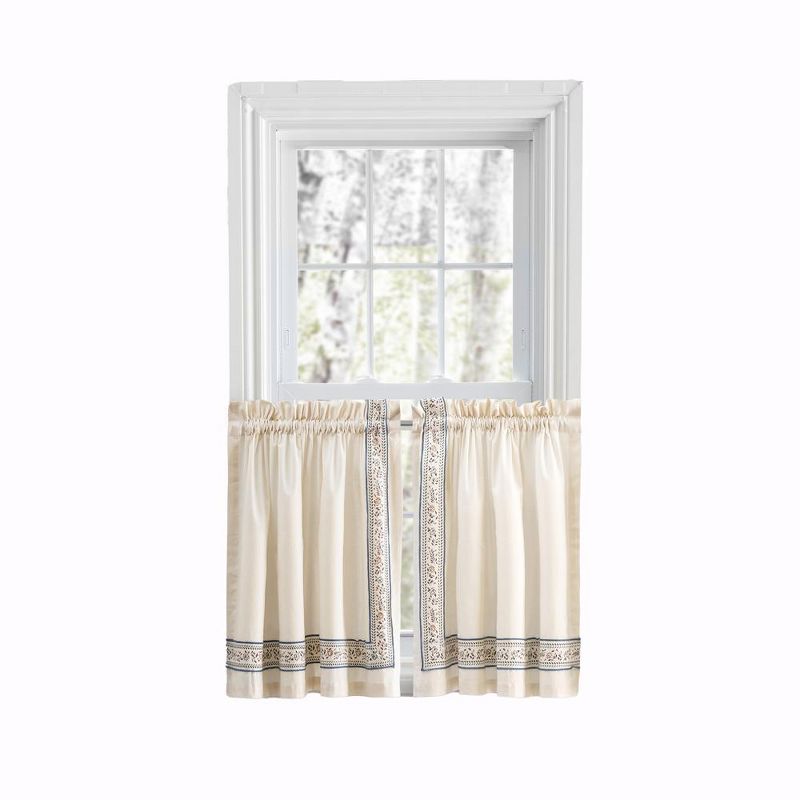 Ellis Curtain Richmark 1.5" Rod Pocket Tailored Tier for Windows Natural, 1 of 5