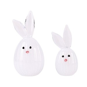 Transpac Glass Easter Bunnies Set of 2 Home Decorations Easter - 1 of 1