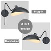 Claxy Set of 2 Modern Black Metal Wall Sconce with On/Off Switch Plug-in or Hardwired Swing Arm Wall Light Fixture - 2 of 4
