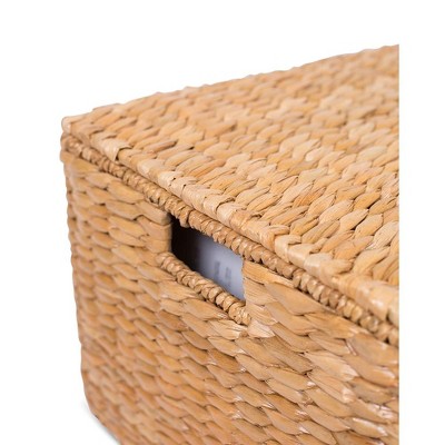 Natural Seagrass Rolling File Cabinet with Hinged Lid