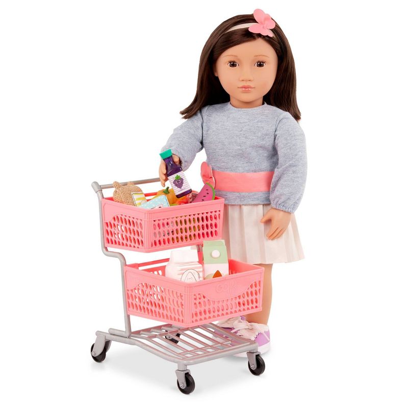 Our Generation Supermarket Play Pink Grocery Shopping Cart &#38; Food Accessory Set for 18&#39;&#39; Dolls, 4 of 8