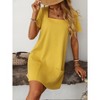 Coolmee Womens Solid Color Casual Summer Square Neck Short Sleeve Mini Dresses with Pockets - 4 of 4