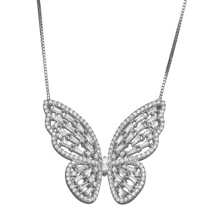 Designs By Gioelli Sterling Silver Cubic Zirconia Butterfly Necklace - 1 of 2