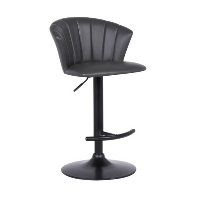 Raquel Adjustable Modern Faux Leather Barstool Gray - Armen Living