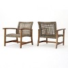 Antique Patio Arm Chair Set Of 2,High-quality Wicker Patio Chair With Acacia Wood Frame -Maison Boucle - 4 of 4
