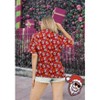 LA LEELA Women's Beach Funny Santa Claus Party Button Down Shirt Blouse Tops Shirts Hawaiian Christmas Tree Blouses for Women - 2 of 4