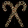 Northlight 25" Lighted Champagne Gold Glittered Rattan Double Candy Cane Christmas Outdoor or Window Decoration - 2 of 4