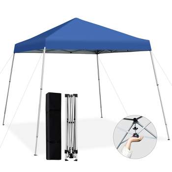 Costway 10x10ft Patio Outdoor Instant Pop-up Canopy Slanted Leg UPF50+ Sun Shelter Blue