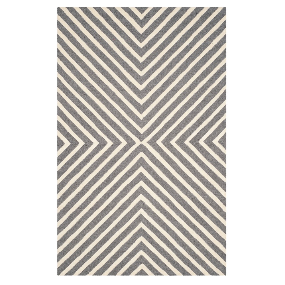 5'x8' Dark Gray/Ivory Stripe Tufted Area Rug - Safavieh