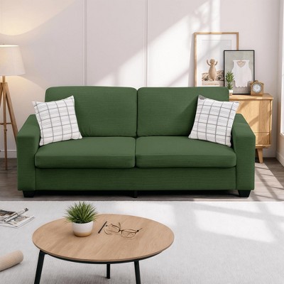 GustoWave 83'' Modern Fabric 3 Seater Couch with Solid Wood Legs & Wide Armrest, Corduroy Living Room Simple Sofa with Washable Cover