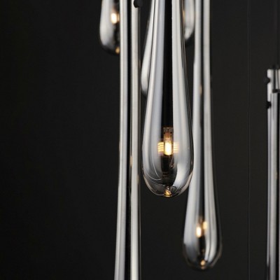 Black Smoke Glass 18-Light LED Cluster Pendant
