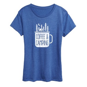 Women's - Instant Message - Coffee And Camping Short Sleeve Graphic T-Shirt - 1 of 4