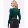 INSPIRE CHIC Women's Sweetheart Neck Ruched Sleeve Party Velvet Crop Top - 3 of 4