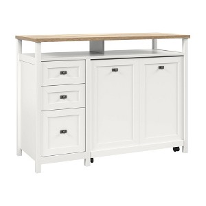 Cottage Road Credenza Desk White - Sauder: Office Furniture with Keyboard Tray & Tall Storage - 1 of 4