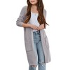 Girl's Long Cardigans Lightweight Sweater Knit Cardigan Open FrontLong Sleeve Shacket for Fall Longline Cardigan with Side Pockets,Grey - M - 3 of 4