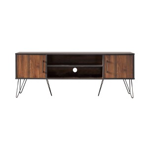 Buylateral Vintage Living 2 Door TV Stand for TVs up to 55" Black/Walnut: Mid-Century Modern, Cable Management - 1 of 4