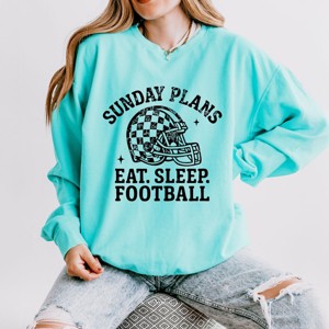 Sunday Plans: Eat. Sleep. Football - Women's Lightweight Garment Dyed Sweatshirt - 1 of 3