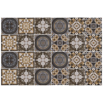Unique Bargains PVC Tile Stickers 3.94"x3.94" Black White 24 Pcs