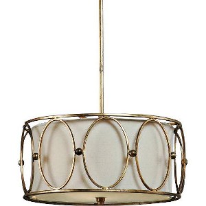 Uttermost Gold Pendant Chandelier 20" Wide Modern Beige Linen Fabric Drum Fixture Dining Room House Foyer Entryway Kitchen Bedroom - 1 of 3