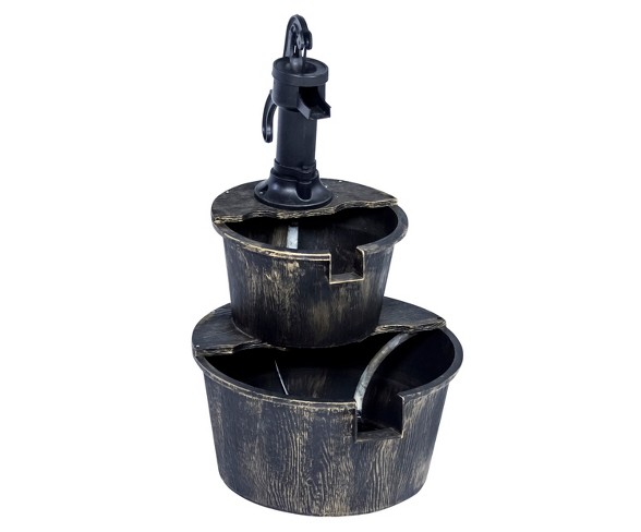 27" Polyresin Water Barrel Fountain - Copper - Backyard Expressions&#174;