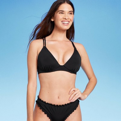 Women's Ribbed Demi Underwire Bikini Top - Shade & Shore™ Black Striped :  Target