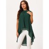 INSPIRE CHIC Women's Casual Tie Back Asymmetrical High Low Sleeveless Mock Neck Flowy Blouse - 3 of 4