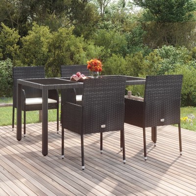 vidaXL Patio Chairs with Cushions 4 pcs Poly Rattan Black