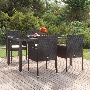 vidaXL Patio Chairs with Cushions 4 pcs Poly Rattan Black - 1 of 4