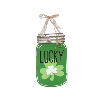 Gallerie II Lucky Mason Jar Figure Figurine Decoration Wall Art Irish St. Patrick's Day