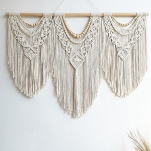 Aoibox Large Macrame Wall Hanging - Boho Tapestry Decor - Handmade Woven Tapestry for Bedroom, Living Room, Apartment - 43"x32" with Wood Bead - 1 of 4