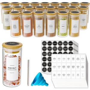 24 Pcs Empty 4oz Spice Jars with Bamboo Lids and Labels,Food Storage Containers - 1 of 4