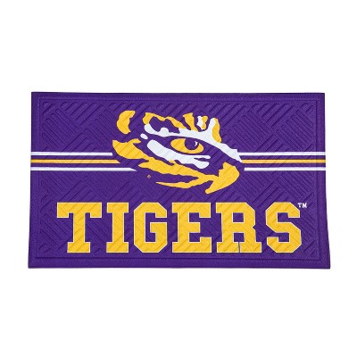 Evergreen NCAA LSU Tigers Embossed Mat Cross Hatch Indoor and Outdoor Doormat