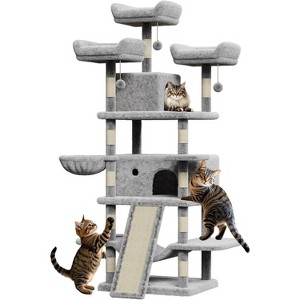 68.5'' Large Cat Tree, Heavy Duty Cat Tower with Condo, Plush Perches, Sisal Scratching Posts, Hammocks, Basket, Dangling Ball - 1 of 4