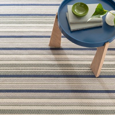 Ivory and Dove Gray Striped Handwoven Cotton Area Rug, 2' x 3'