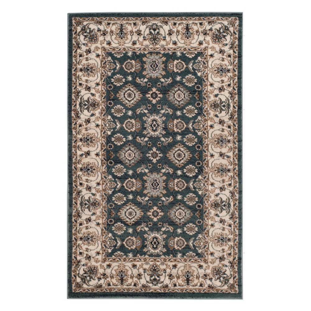 4'x6' Floral Loomed Area Rug Teal/Cream - Safavieh