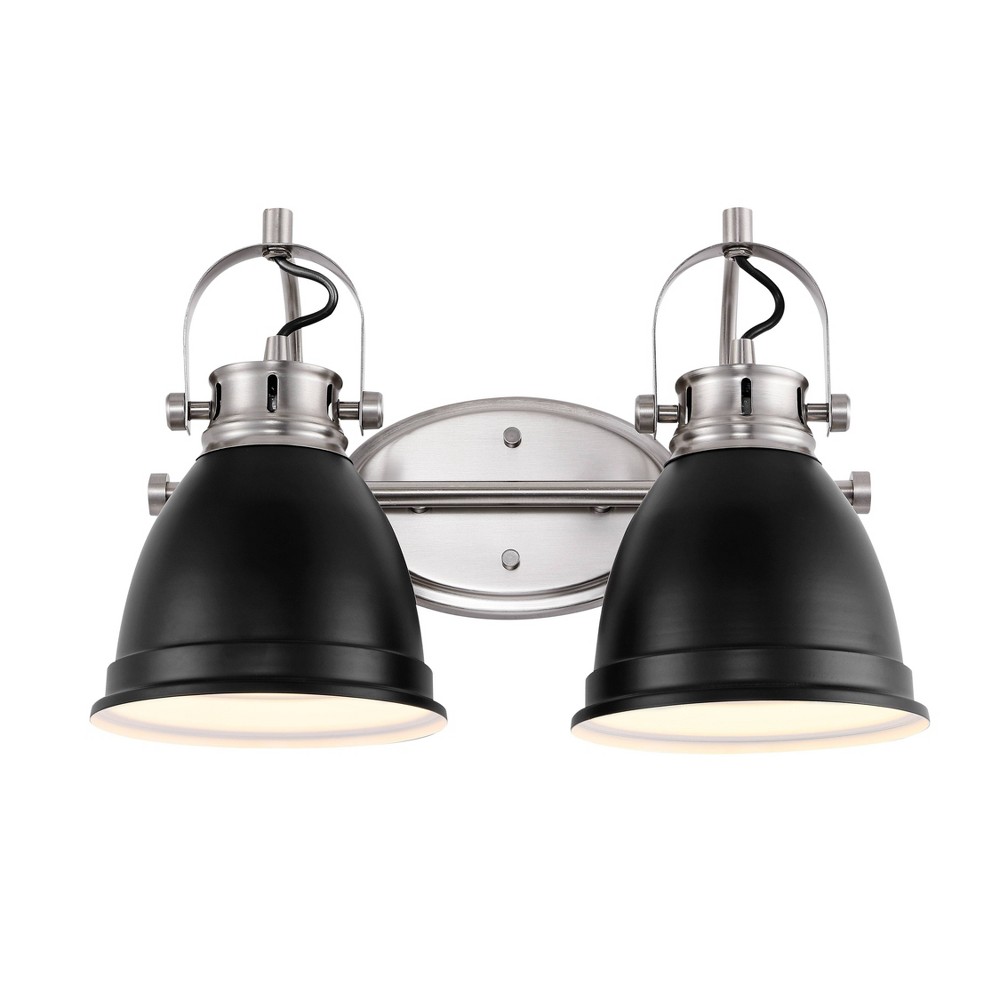 16.25" 2-Light Phineas Farmhouse Bohemian Iron LED Vanity Black/Nickel - JONATHAN Y