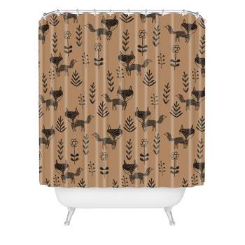 Friendly Fox Shower Curtain Brown - Deny Designs