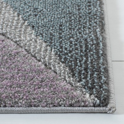 Gray and Light Blue Mid-Century Modern Synthetic Rug 8x10 Feet