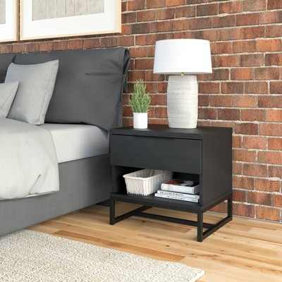 Modern black deals nightstand with drawers