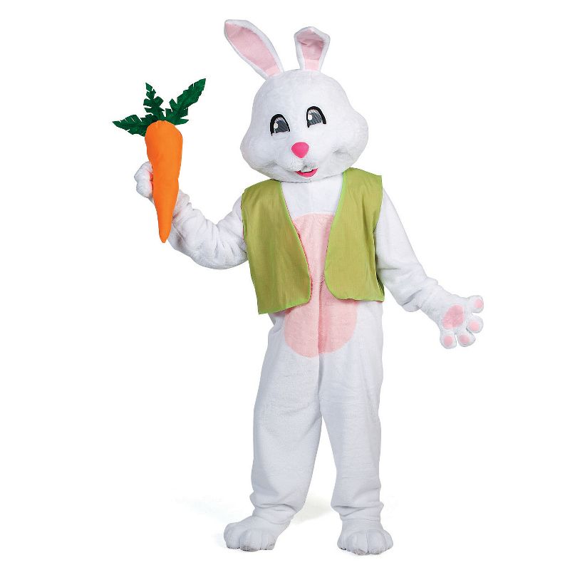 Halloween Express Mens Easter Bunny Jumpsuit with Headgear Costume - One Size Fits Most - White, 2 of 5