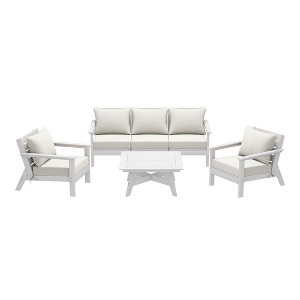 WestinTrends Avalon Outdoor 6-Piece Modular Sectional Patio Furniture Sofa Set, White/White - 1 of 4