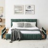 ORRD Queen Size Upholstered Bed with Storage Drawers - Green Chenille Fabric Platform Bed Frame with Headboard - 3 of 4